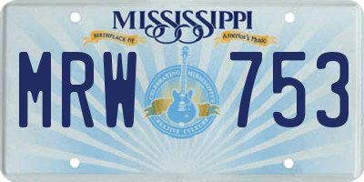 MS license plate MRW753