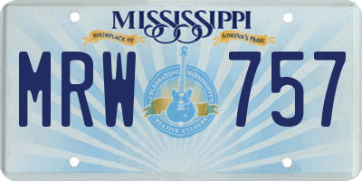 MS license plate MRW757