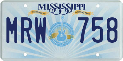 MS license plate MRW758