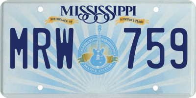 MS license plate MRW759