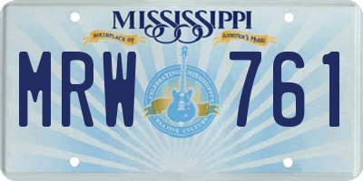 MS license plate MRW761