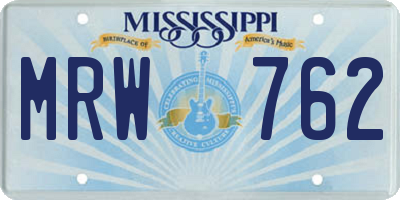 MS license plate MRW762
