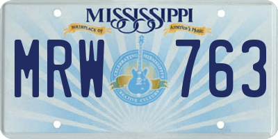 MS license plate MRW763