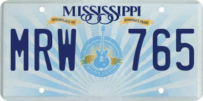 MS license plate MRW765