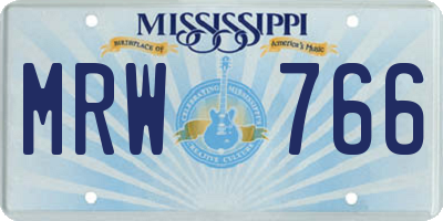 MS license plate MRW766