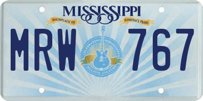MS license plate MRW767