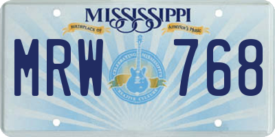MS license plate MRW768