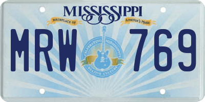 MS license plate MRW769
