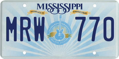 MS license plate MRW770