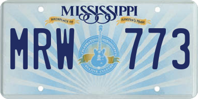 MS license plate MRW773