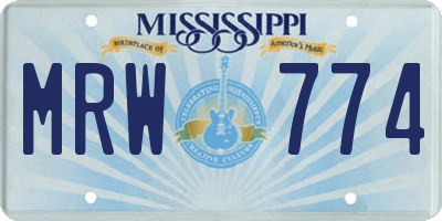MS license plate MRW774
