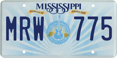 MS license plate MRW775