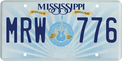 MS license plate MRW776