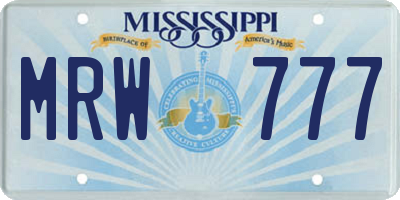 MS license plate MRW777