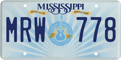 MS license plate MRW778