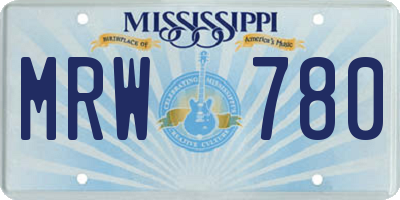 MS license plate MRW780