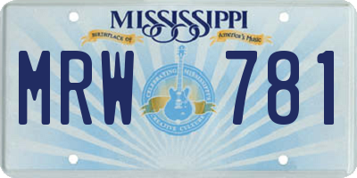 MS license plate MRW781