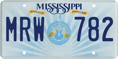 MS license plate MRW782