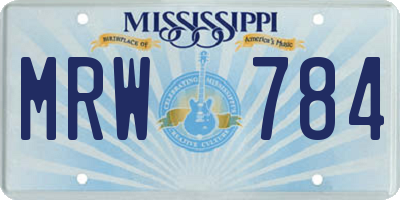 MS license plate MRW784