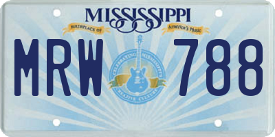 MS license plate MRW788