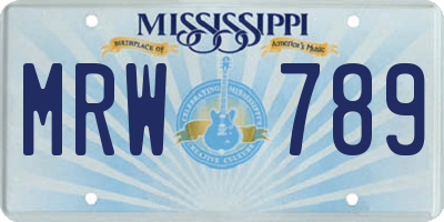 MS license plate MRW789
