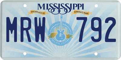 MS license plate MRW792