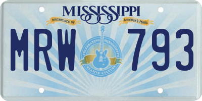 MS license plate MRW793