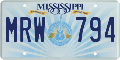 MS license plate MRW794