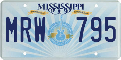 MS license plate MRW795