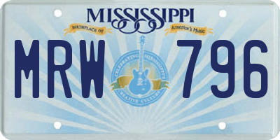 MS license plate MRW796