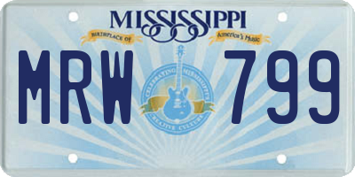 MS license plate MRW799