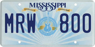 MS license plate MRW800