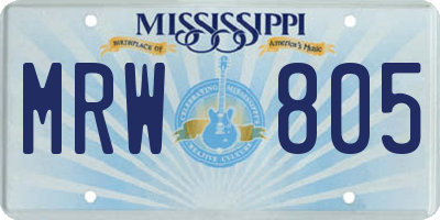 MS license plate MRW805