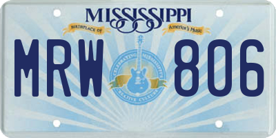 MS license plate MRW806