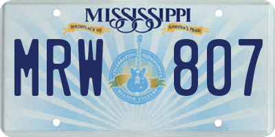 MS license plate MRW807