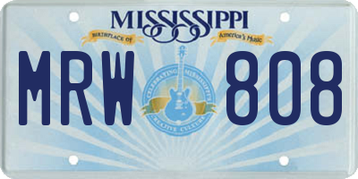 MS license plate MRW808