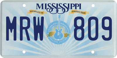 MS license plate MRW809