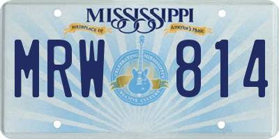 MS license plate MRW814
