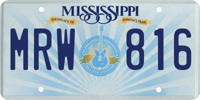 MS license plate MRW816