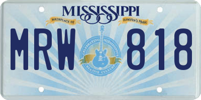 MS license plate MRW818