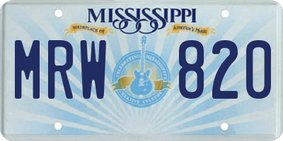 MS license plate MRW820
