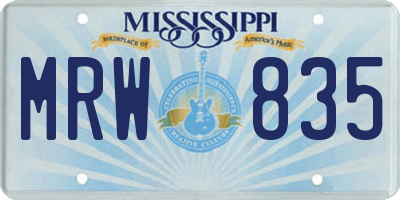 MS license plate MRW835