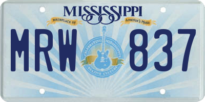 MS license plate MRW837