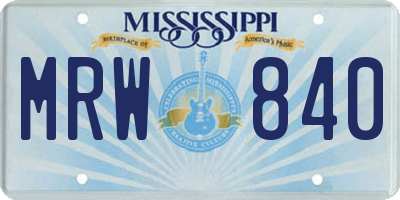 MS license plate MRW840