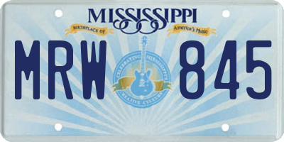 MS license plate MRW845