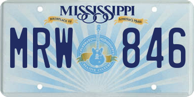 MS license plate MRW846