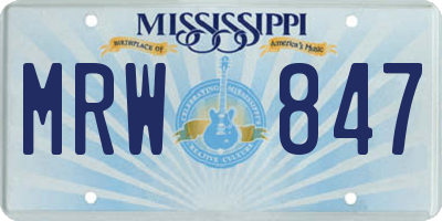 MS license plate MRW847