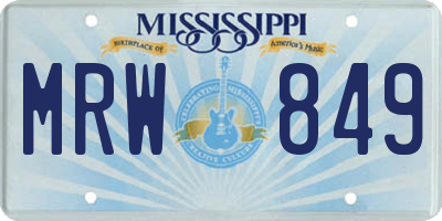 MS license plate MRW849