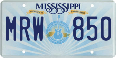 MS license plate MRW850