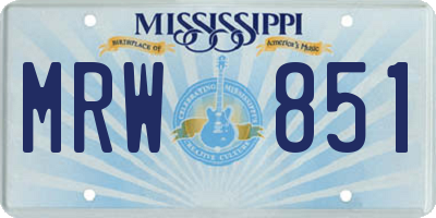 MS license plate MRW851